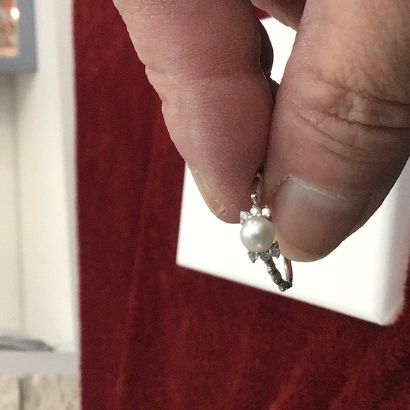 Genuine pearl and .925 adjustable sterling silver ring - Picture 6 of 7